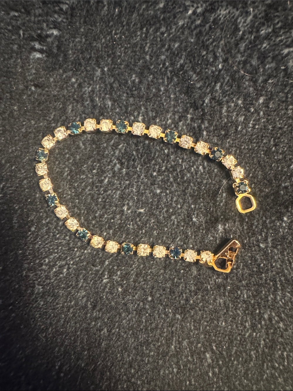 Gold Bracelet with Blue and Clear Stones - Women's Jewelry